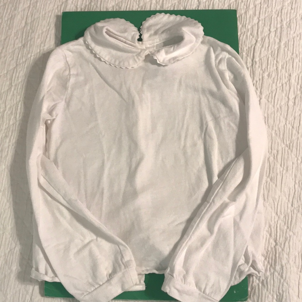 White LS funtasia too collared button back top